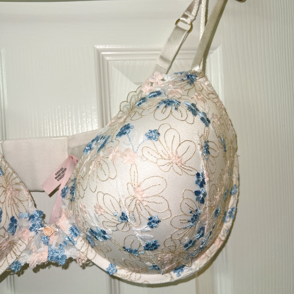 NWOT Victoria’s Secret Dream Angels Wildflower Embroidery Push Up Bra 40DD - Picture 7 of 11